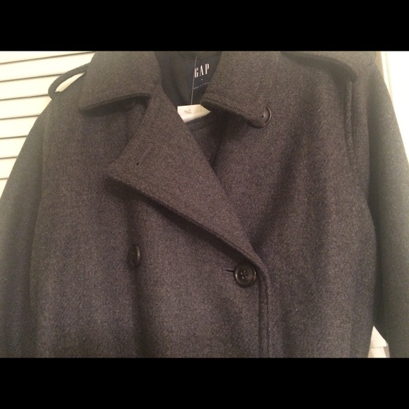 Gap New With Tags Wool Charcoal Grey Trench Coat - Picture 3 of 3